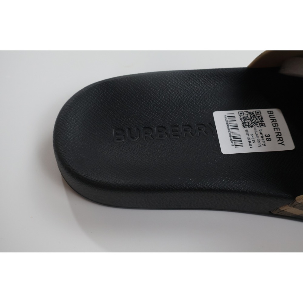Burberry Slides House Check Sandal 38 Beige Black Luxury Summer Casual - Picture 9 of 10